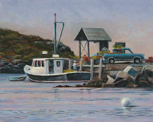 Will Kefauver oil painting, "Loading Traps"